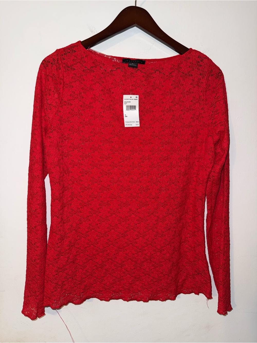 Sanctuary Red Lace Long Sleeve Tee